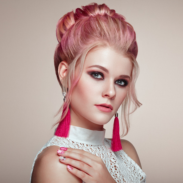 Woman with elegant and shiny hairstyle Stock Photo 02