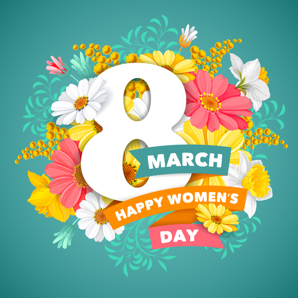Womens day background with flower vector