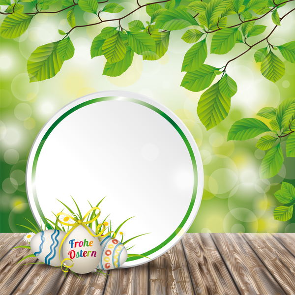 Wooden Ground with Easter Eggs vector background 03