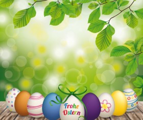 Wooden Ground with Easter Eggs vector background 04