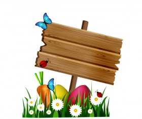 Wooden sign with flower vectors 01