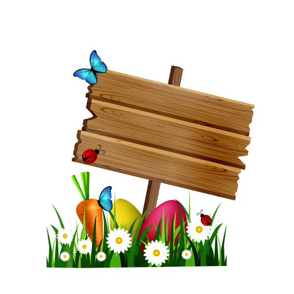 Wooden sign with flower vectors 01