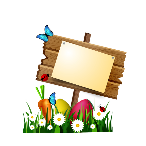 Wooden sign with flower vectors 02