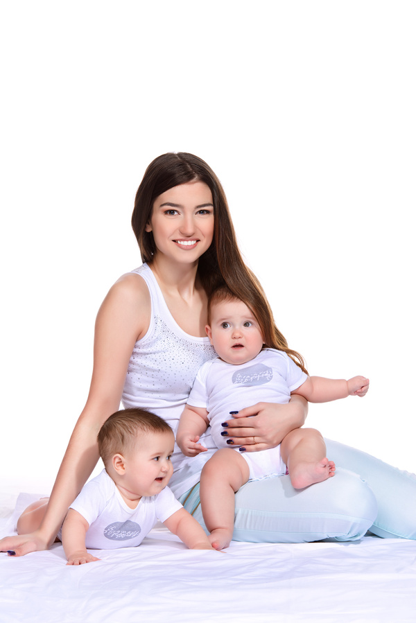Young beautiful mother and two children Stock Photo 06