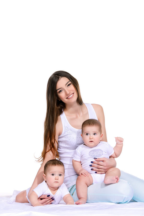 Young beautiful mother and two children Stock Photo 07