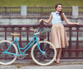 Young girl with bicycle Stock Photo 04