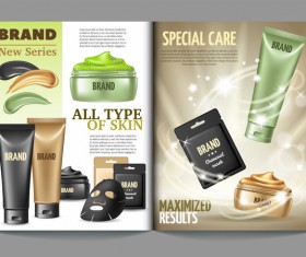 beauty cosmetic magazion with poster template vector 01