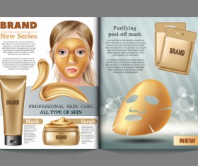 beauty cosmetic magazion with poster template vector 02