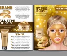beauty cosmetic magazion with poster template vector 03