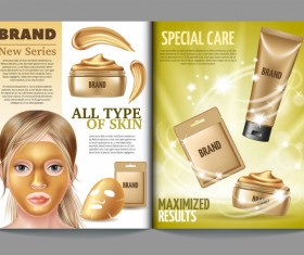 beauty cosmetic magazion with poster template vector 04