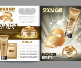 beauty cosmetic magazion with poster template vector 05