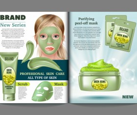 beauty cosmetic magazion with poster template vector 06