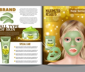 beauty cosmetic magazion with poster template vector 07