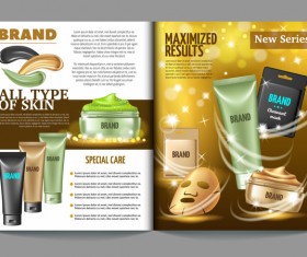 beauty cosmetic magazion with poster template vector 08