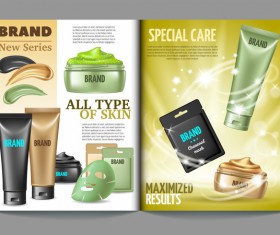 beauty cosmetic magazion with poster template vector 09