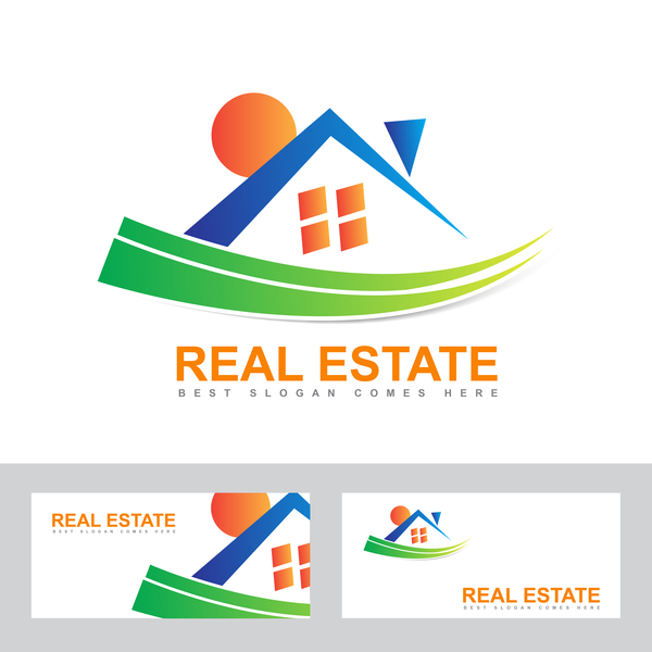 colored real estate logo vector