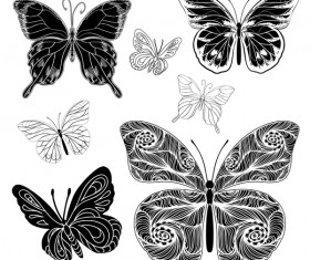 drawings silhouettes butterflies vector