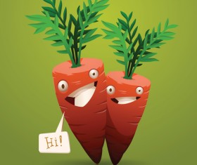 happy cartoon carrots vector