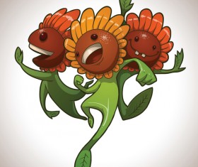 happy sunflower cartoon vector