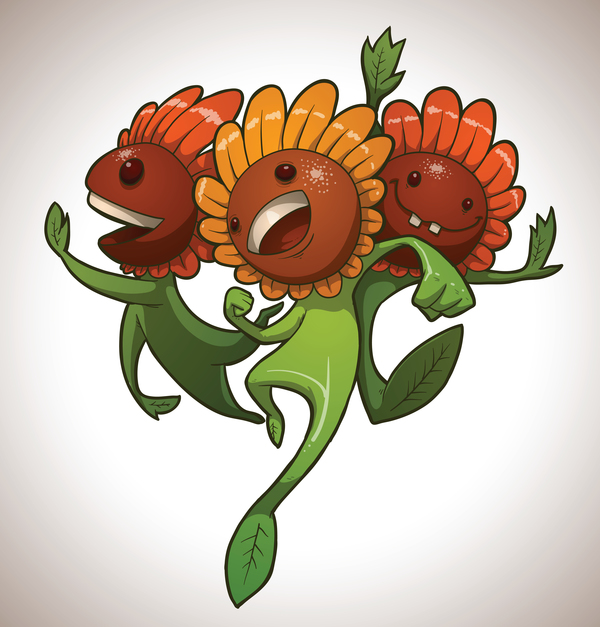 happy sunflower cartoon vector