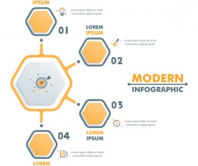 hexagon option infographic template vector 05
