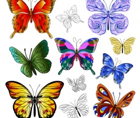 multicolored butterflies vector