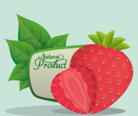 natural strawberry label vector