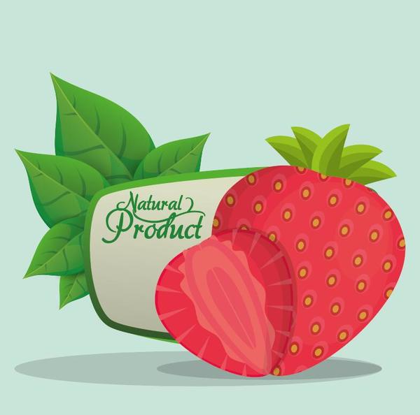 natural strawberry label vector
