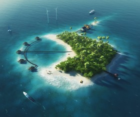 small island in the sea Stock Photo 02