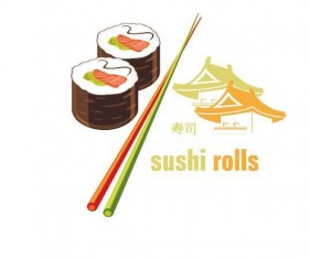 sushi with chopsticks vector material 02