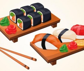 sushi with chopsticks vector material 03