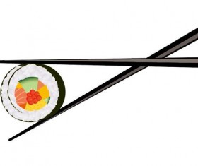 sushi with chopsticks vector material 05