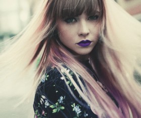 young woman face with stylish makeup Stock Photo