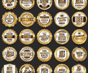 25 Kind golden badges vectors