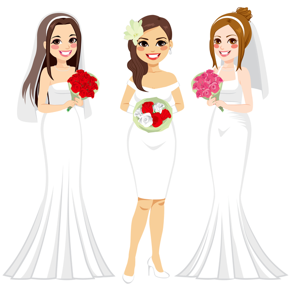3 Beautiful bride vector