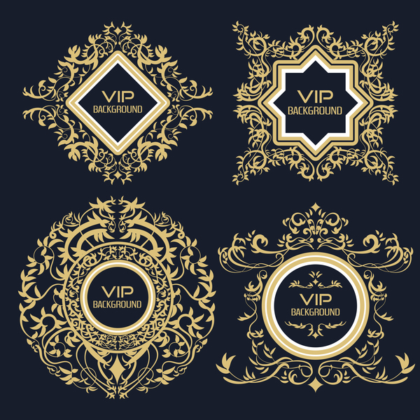 4 Kind golden VIP labels vector