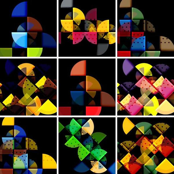 6 Kind colored shape background vector
