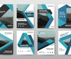 8 Kind blue brochure cover vectors