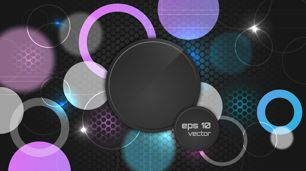 Abstract cricles with black elements vector background 01