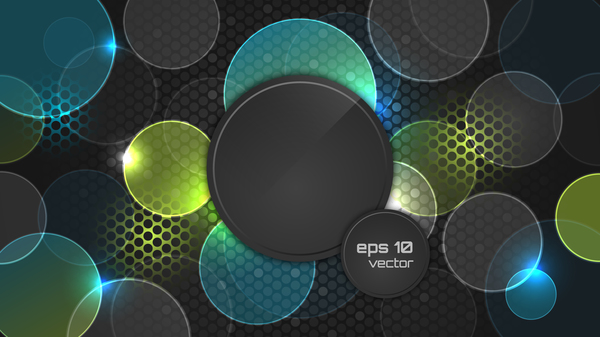 Abstract cricles with black elements vector background 02
