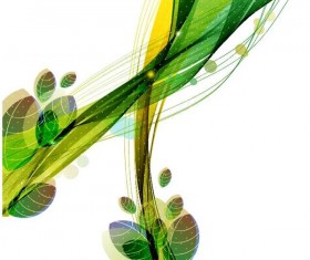 Abstract leaves with colored wave background vector