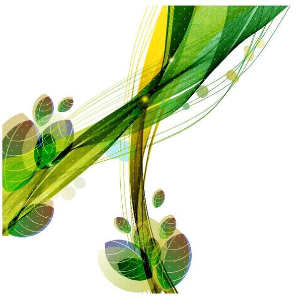 Abstract leaves with colored wave background vector