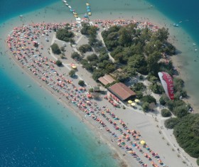 Beautiful island beach resort from height Stock Photo