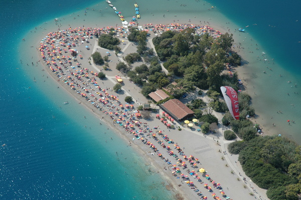 Beautiful island beach resort from height Stock Photo