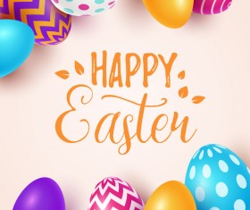 Beige easter background with easter egg vector 02
