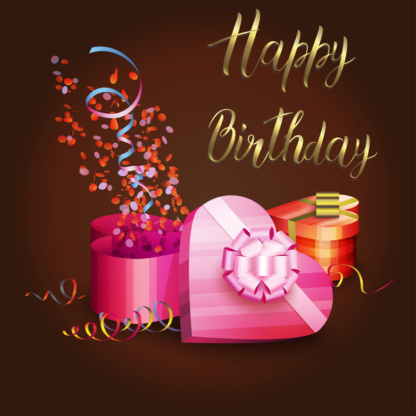 Birthday heart shape gift box vector free download