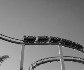 Black white picture roller coaster Stock Photo