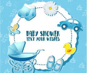 Blue baby shower cards vectors 01