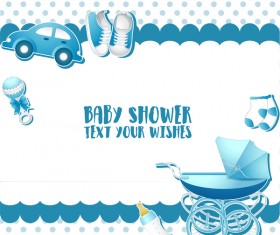 Blue baby shower cards vectors 02