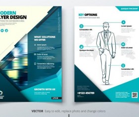Blue business brochure cover vector material 01